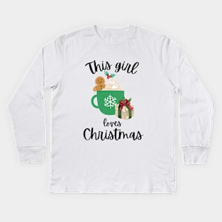 This Girl Loves Christmas Kids Long Sleeve T-Shirt